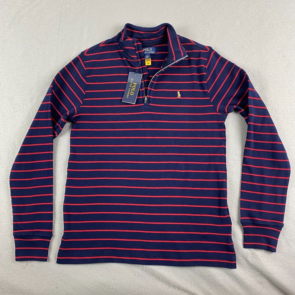 NEW Polo Ralph Lauren Boys pullover L 14 16 Cotton Quarter Zip Sweater NWT